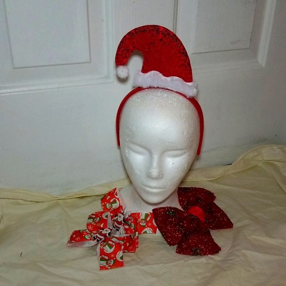 HOLIDAY HAIR BLING SET OF 4 FASCINATOR HAIR BOW SET OF HAIR BOWS